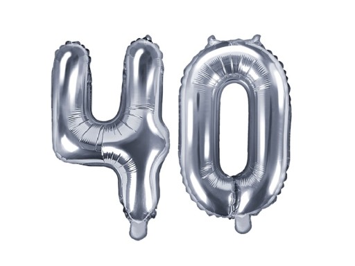 BALONY 40 URODZINY SREBRNE Dekoracje Urodzinowe Foliowe na powietrze 35cm