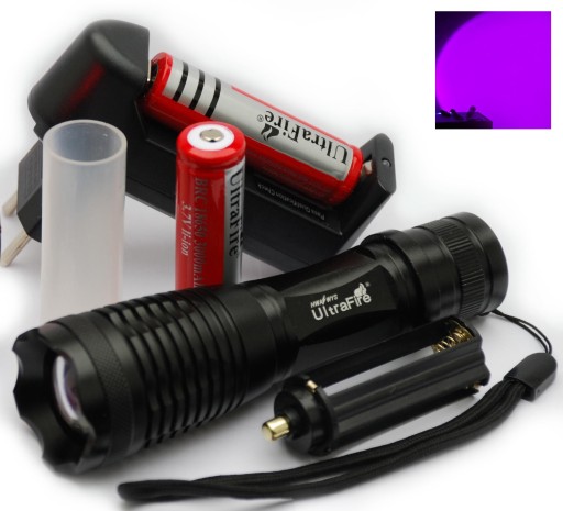 УФ ультрафіолетовий ліхтарик UltraFire ZOOM +2 батарейки + аксесуари