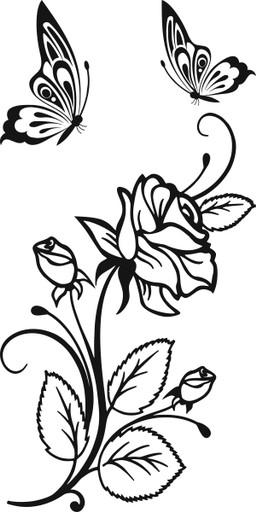 Наклейка на стіну Принт квітка 100 х 50 см чорна