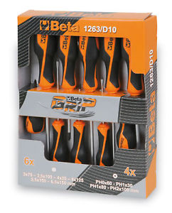 BETA GRIP набор из 10 плоских отверток PH 1263 / D10