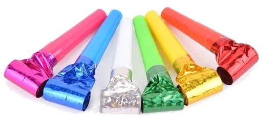 Труби СВИСТКИ Кольорові на день народження, труба 6 шт