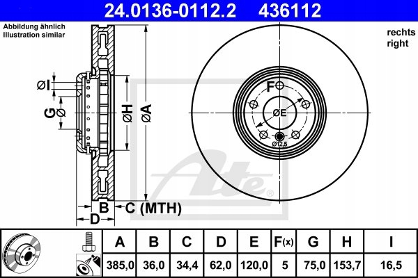 DISQUES SABOTS DE FREIN ATE AVANT POUR - BMW X5 F15 385MM photo 2 - milautoparts-fr.ukrlive.com