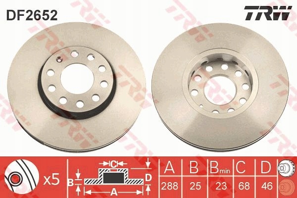 DISCS PADS TRW FRONT AUDI A4 B5, B6, B7 288MM photo 2 - milautoparts-fr.ukrlive.com