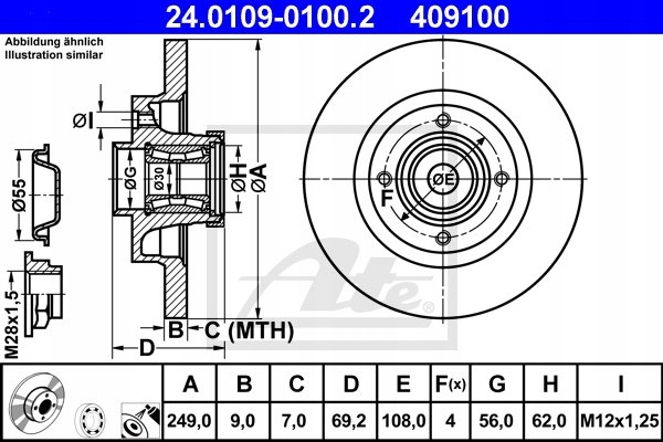 DISQUES SABOTS DE FREIN ATE ARRIÈRE - CITROEN C4 I C4 CACTUS photo 2 - milautoparts-fr.ukrlive.com