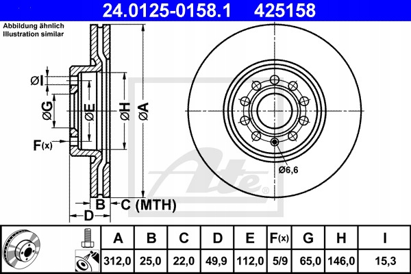 DISQUES SABOTS DE FREIN ATE AVANT - VW GOLF VI 312MM photo 2 - milautoparts-fr.ukrlive.com