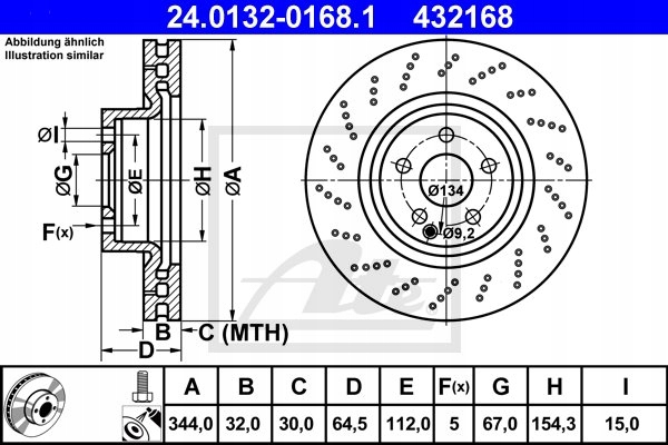 2× ATE 24.0132-0168.1 DISQUE DE FREIN + ATE SABOTS DE FREIN FREINS DB P. C218/X218/W212 3,0-5,5 09 photo 2 - milautoparts-fr.ukrlive.com