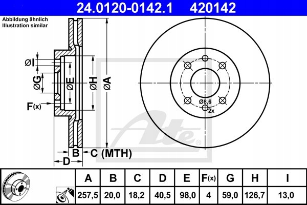 2× ATE DISQUE FREINS ALFA P. 145/146/155 92-01 + SABOTS DE FREIN DE FREIN AVANT ATE FIAT PUNTO 99-12 photo 2 - milautoparts-fr.ukrlive.com