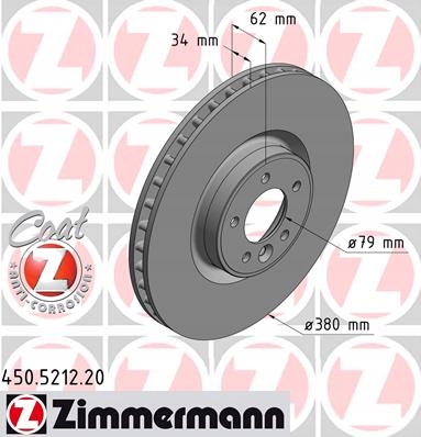 ZIMMERMANN DISCS FRONT RANGE ROVER LG 12- 380MM photo 2 - milautoparts-fr.ukrlive.com