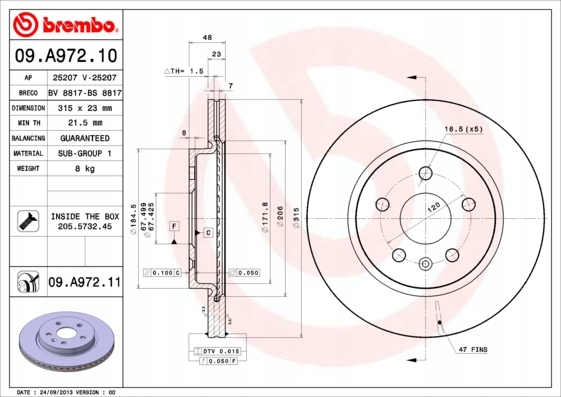 BREMBO DISCS REAR INSIGNIA A SAAB 9-5 315MM photo 2 - milautoparts-fr.ukrlive.com