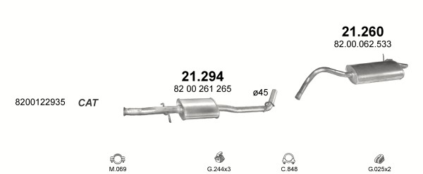 POTS D'ÉCHAPPEMENT ASSORTIMENT RENAULT KANGOO 1,2I-16V PUISSANCE 55KW photo 2 - milautoparts-fr.ukrlive.com