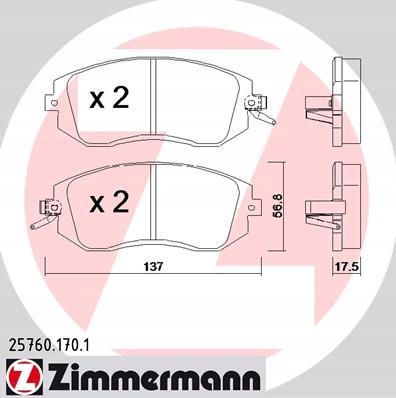 ZIMMERMANN SABOTS DE FREIN AVANT SUBARU FORESTER IV SJ XV photo 2 - milautoparts-fr.ukrlive.com