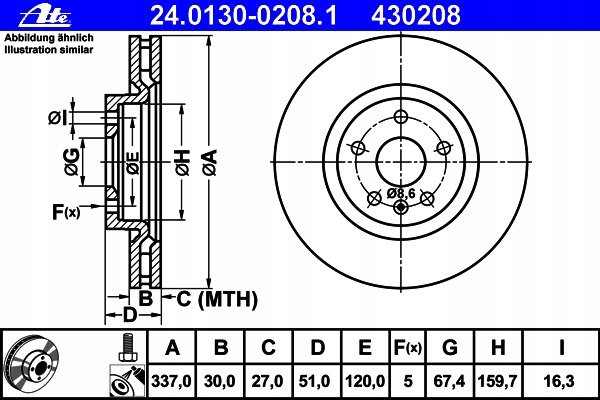 ATE DISCS FRONT OPEL INSIGNIA 18